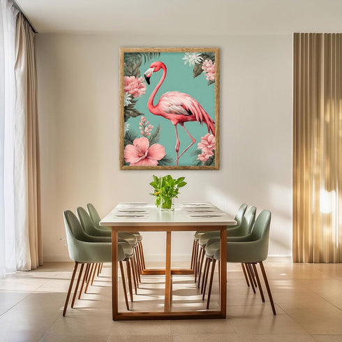Posterizer 1 pcs-abstract retro design of flowers and flamingo 1-Art for Animal Lovers-GIft for Men Women Teens-Living Room Bedroom Decor- unframe...