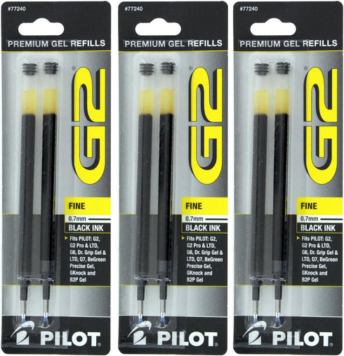 Pilot G2, Dr. Grip Gel/Ltd, ExecuGel G6, Q7 Rollerball Gel Ink Pen Refills Green 7 mm 12 Pack...