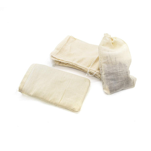 AUEAR, Reusable Drawstring Cotton Soup Bags Coffee Chinese Medicine Tea Bag Brew Straining Herbs Cheesecloth Bone Broth Gravy Stew (12 Pack, 4"x6"...
