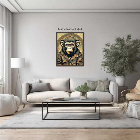 Posterizer 1 pcs-abstract beige poster-monkey wearing clothes-Art for Animal Lovers-Abstract & Modern Art-Decor for Home & Office- unframed wall a...