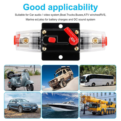 40 Amp Fuse Holders,Audio Circuit Breaker,Reset Fuse Inverter 20A 30A 40A 50A 60A 80A 100A 150A 12V-24V DC Replace Fuses for Car Audio and Amps Ov...