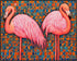 Posterizer 1 pcs- two flamingos with mosaic style background-Art for Animal Lovers- Living Room Bedroom Decor- unframed wall art...