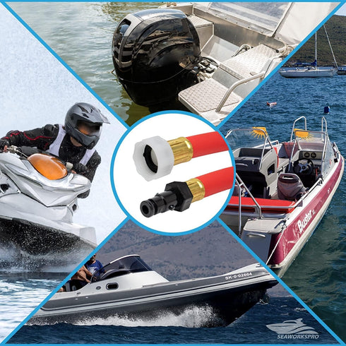 Flush Hose Adapter Kit for Yamaha Waverunner Jet Ski PWC Boats, Red...