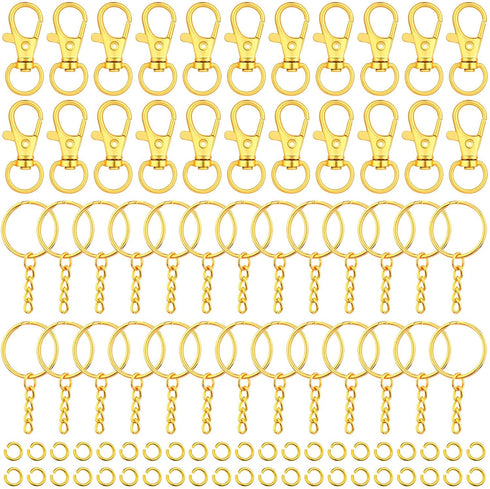Keychain Rings for Crafts, Selizo 120pcs Gold Keychain Hardware Includes 60pcs Key Chain Hooks and 60pcs Key Rings for Keychains, Acrylic Blanks a...