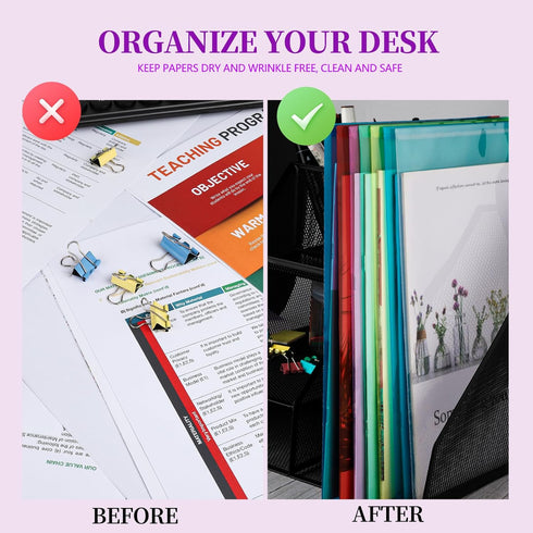 LEOBRO Plastic Envelopes, 8 Pack Plastic Folders for Documents, A4 Plastic File Folder Plastic Envelope for Documents, File Poly Folders Storage P...