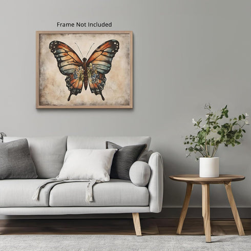 Posterizer 1 pcs- Beautiful butterfly in a rustic brown background-Art for Animal Lovers- Gift for Men Women Entrepreneur Teens-decor for Bedroom,...