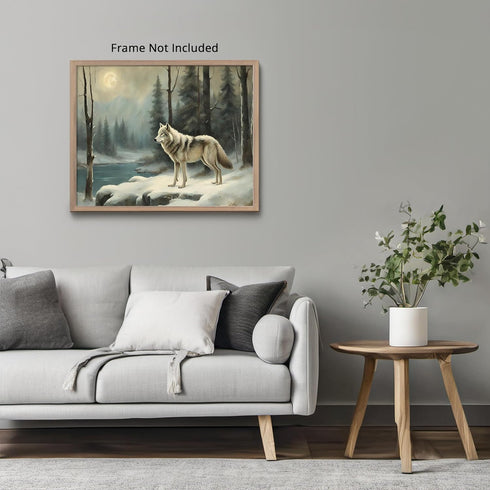 Posterizer 1 pcs-gray wolf in snowy wintery nature-oil painting style 2-Art for Animal Lovers-Landscape & Nature Art-Decor for Home & Office- unfr...