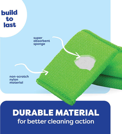 SCRUBIT Multi-Purpose Dish Scrub Sponge, Non Scratch Scouring Pads, Cleaning Sponges for pots & dishes - Pot Scrubber Sponges for Kitchen & Bathro...