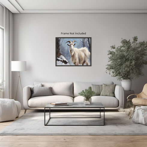 Posterizer 1 pcs-goat in snowy winter nature-oil painting style 2-Art for Animal Lovers-Landscape & Nature Art-Decor for Home & Office- unframed w...