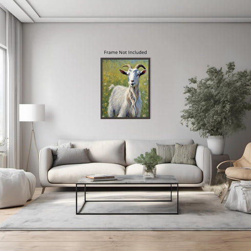 Posterizer 1 pcs- Oil painting style print of a goat-Art for Animal Lovers-Floral Botanical Art- Gift for Men Women Entrepreneur Teens-Living Room...