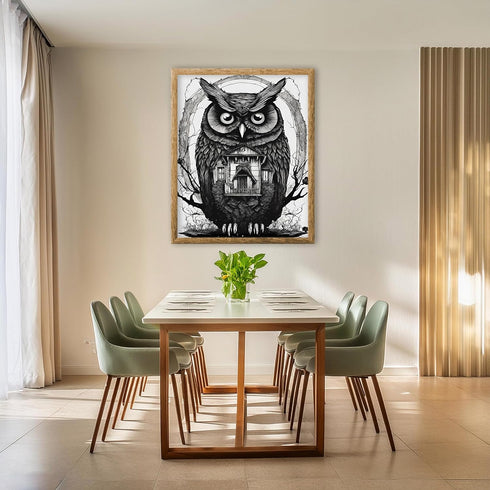 Posterizer 1 pcs- abstract fantasy retro gothic owl art-Gothic Art-Art for Animal Lovers- Living Room Bedroom Decor- unframed wall art...