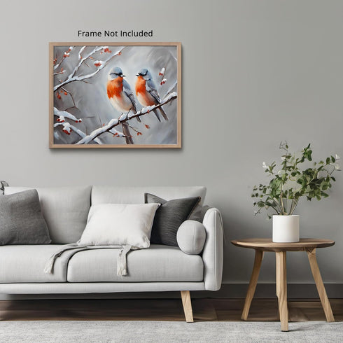 Posterizer 1 pcs-cute little bird in snowy winter scene -5-Art for Animal Lovers-Landscape & Nature Art-Decor for Home & Office- unframed wall art...
