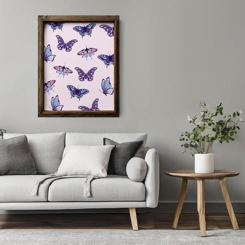 Posterizer 1 pcs-Pink and Purple Cute Aesthetic Girly Butterflies-Art for Animal Lovers-Landscape & Nature Art-Gift for Girls, Teens-Living Room B...
