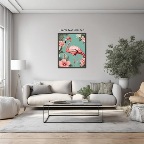 Posterizer 1 pcs-abstract retro design of flowers and flamingo 1-Art for Animal Lovers-GIft for Men Women Teens-Living Room Bedroom Decor- unframe...