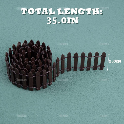 AUEAR, 35 Inch Mini Fairy Garden Fence Wood Ornament Wooden Decorative Picket Fence for DIY Crafts Project (Brown, 2-Pack)...