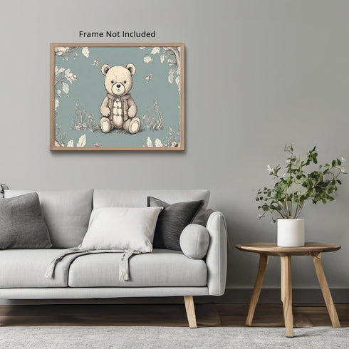 Posterizer 1 pcs- Cute bear cub with a blue background-Art for Animal Lovers-Kids Room Art-Gift for Daughter, Son, Kids-Decor for nursery toddlers...