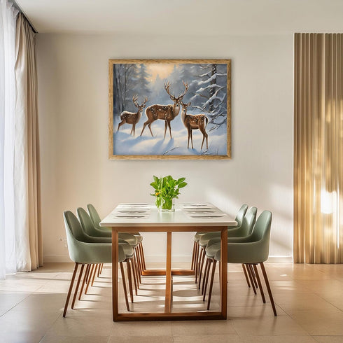 Posterizer 1 pcs-majestic deer in snowy winter scene-oil painting style-2-Art for Animal Lovers-Landscape & Nature Art-Decor for Home & Office- un...