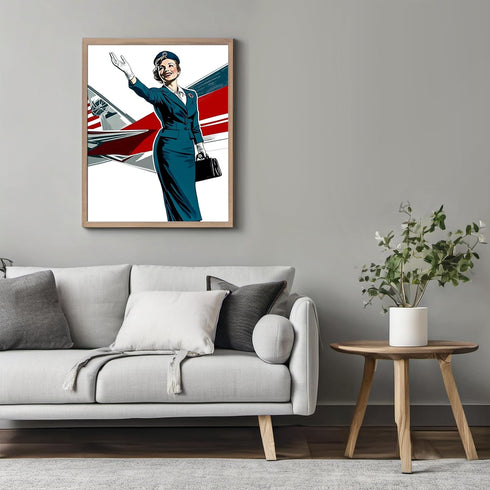 Posterizer 1 pcs-retro style flight attendant minimal art 1-Adventure Wall Art- Gift for Men Women Entrepreneur Teens -Decor for Home & Office- un...