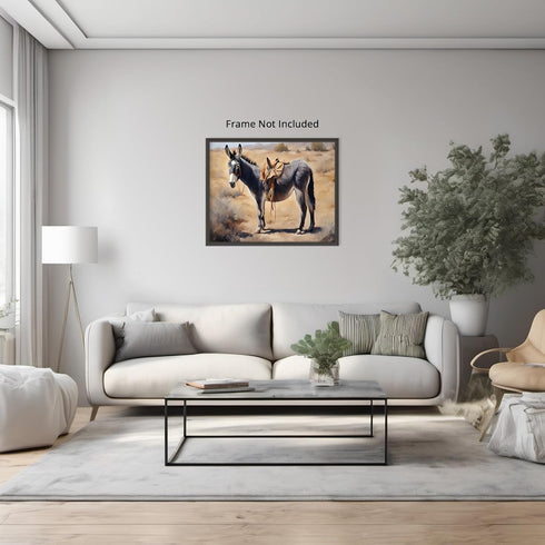 Posterizer 1 pcs- a Donkey in the middle of an oasis oil painting style-Art for Animal Lovers- Gift for Men Women Teens-decor for Bedroom, Office...