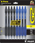 Pilot, G2 Premium Gel Roller Pens, Fine Point 0.7 mm, Blue, Black, Pack of 8...