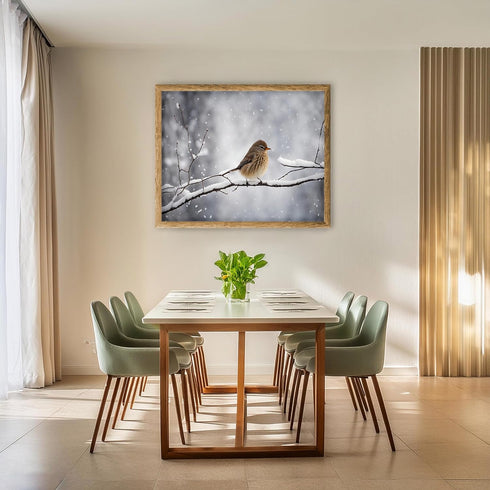 Posterizer 1 pcs-cute little bird in snowy winter scene -2-Art for Animal Lovers-Landscape & Nature Art-Decor for Home & Office- unframed wall art...