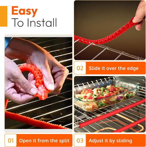 Silicone Oven Rack Shields Guards - Heat Resistant Rack Protector Stove Guards for Range Side Heat Shield for Toaster Oven Protect Against Burns a...
