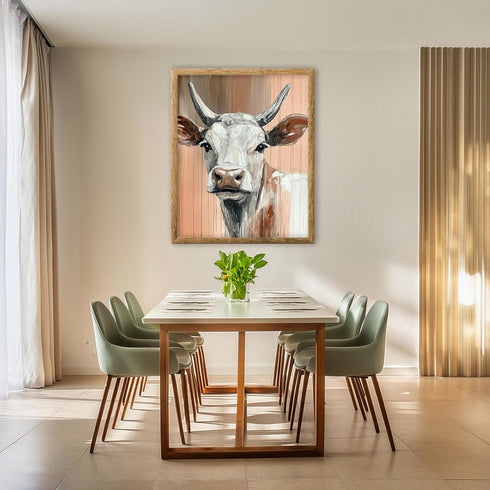 Posterizer 1 pcs-rusting painting style of a cute brown cow 1-Art for Animal Lovers Gift for Art Lovers Decorations for Bedroom, Office, Living Ro...