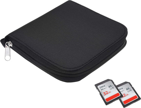 Memory Card Case - Fits up to 88x SD, SDHC, Micro SD, Mini SD and 4X CF - Holder with 88 Slots (8 Pages) - for Storage and Travel - Microfiber Cle...