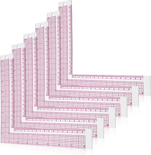 2 Pieces Plastic Sewing Ruler L Shaped Ruler Right Angle Ruler Sewing Measure Tailor Ruler Clear Sewing Ruler for Tailor Craft Tool Drawing Measur...