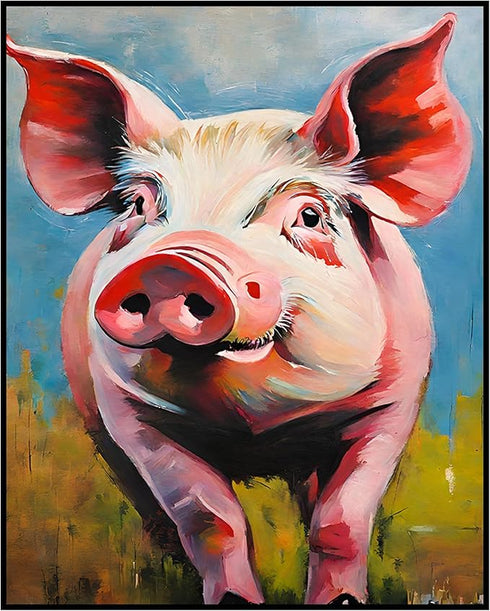 Posterizer 1 pcs- cute little pig having a stroll in nature-Art for Animal Lovers-Abstract & Modern Art- Decor for Home & Office- unframed wall ar...