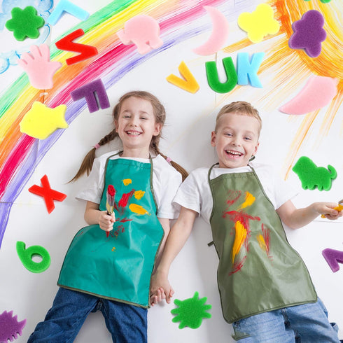 Gejoy 64 Pieces Sponge Painting Kit for Kids Alphabet Numbers Animal Paint Sponges Models Art Craft Drawing Tools for Kids Toddlers Educational Ba...