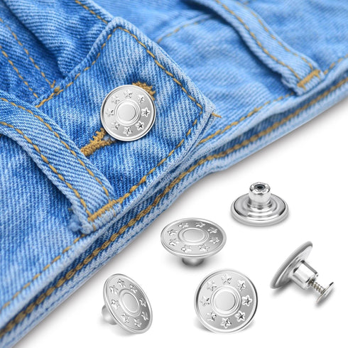CooBigo 24Sets Metal Buttons for Jeans, 17mm No-Sew Nailess Removable Jeans Button for Jacket Coat, Loose Jeans, Pants DIY Sewing Replacement Acce...