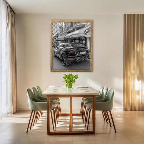 Posterizer 1 pcs-modern chic black car passing by luxury stores 1-Photography Art- Gift for Women, Fashionistas, Designer Fashion Fans-Decor for H...