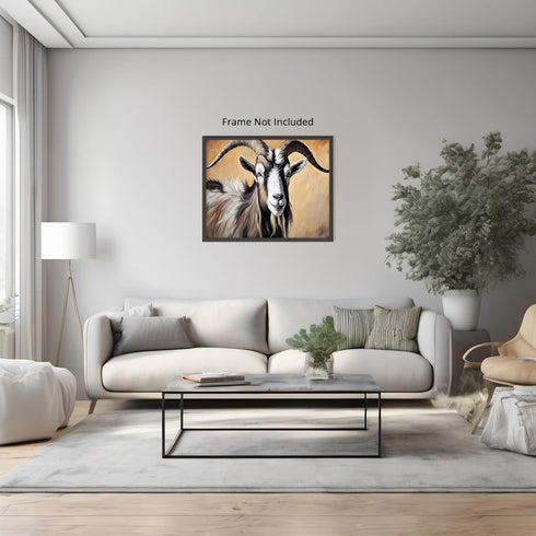 Posterizer 1 pcs- Black and white goat oil painting style-Art for Animal Lovers- Gift for Men Women Entrepreneur Teens-Decor for Home & Office- un...