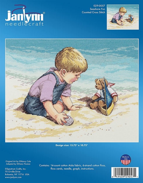 Janlynn Seashore Fun Counted Cross Stitch Kit, White...
