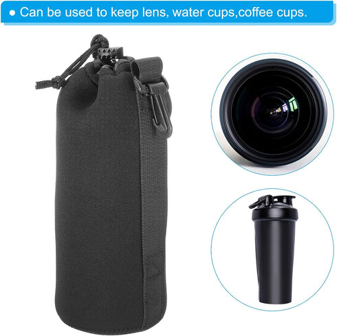 PATIKIL Camera Lens Bag, 3 Pcs 3.9" ID x 9.8" H Drawstring Lens Pouch with Thick Protective Neoprene, Lens Case for DSLR Camera Lens, Water Coffee...