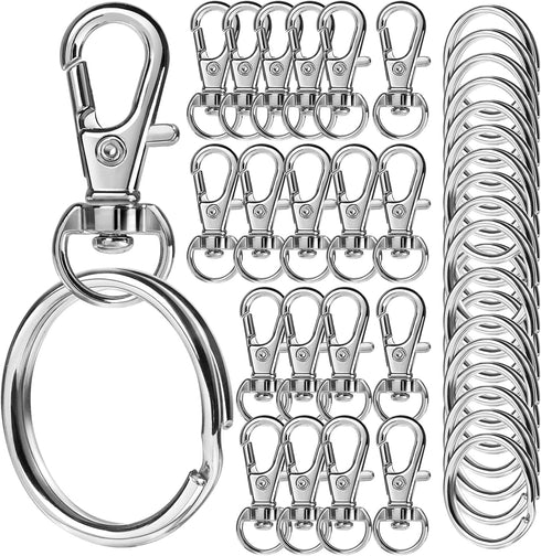 LEOBRO Keychain, 40PCS Key Rings and Keychain Clip, Lobster Claw Clasps, Key Chain Ring and Keychain Hooks, Keychain Rings for Crafts, Keychain Ma...