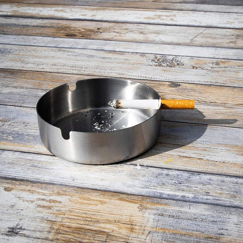 Juvale 5 Pack Stainless Steel Ashtrays for Cigarettes, Outdoor, and Indoor - Round Patio Ashtray - 3 Slots Each (4 x 4 x 1.2 In Ash Trays)...