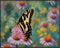 Posterizer 1 pcs- black and yellow butterfy on pink dainty flower-Art for Animal Lovers-Landscape & Nature Art- Living Room Bedroom Decor- unframe...