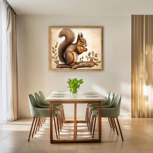 Posterizer 1 pcs- Cute squirrel on a trunk with green leaves-Art for Animal Lovers- Gift for Men Women Entrepreneur Teens-decor for Bedroom, Offic...