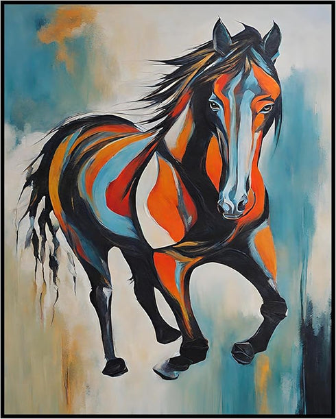 Posterizer 1 pcs- running horse in oil painting style poster-Art for Animal Lovers-Abstract & Modern Art-Gift for Art Lovers-Living Room Bedroom D...