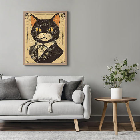 Posterizer 1 pcs-cute retro themed cat in clothes 3-Art for Animal Lovers-Retro Art-Decor for Home & Office- unframed wall art...