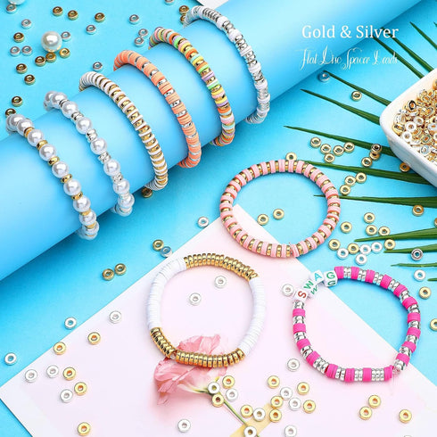 1500pcs 6mm Flat Round Spacer Beads Disc Loose Jewelry Making Beads for DIY Bracelet Necklace Earring Craft Supplies, Gold & Silver...