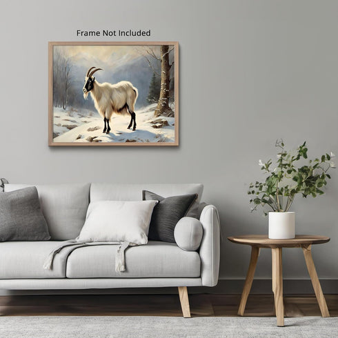 Posterizer 1 pcs-goat in snowy winter nature-oil painting style 7-Art for Animal Lovers-Landscape & Nature Art-Decor for Home & Office- unframed w...