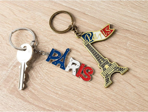 Juvale 6 Pack Paris Keychain, France Souvenir Gift, Eiffel Tower, French Flag, and Arc de Triomphe Metal Key Rings...