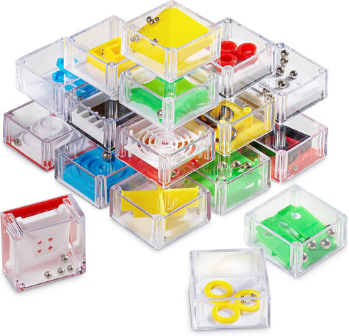 Mini Cube Puzzle Box Set - Pack of 24 Balance IQ Party Favor Games for Kids, Teens and Adults, 1.5 Inch 3D Brain Teaser Maze Ball Toy Puzzles by B...