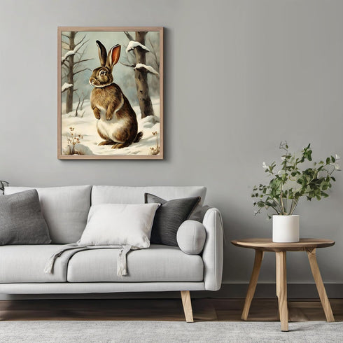 Posterizer 1 pcs-cute bunny in snowy winter scene -1-Art for Animal Lovers-Landscape & Nature Art-Decor for Home & Office- unframed wall art...