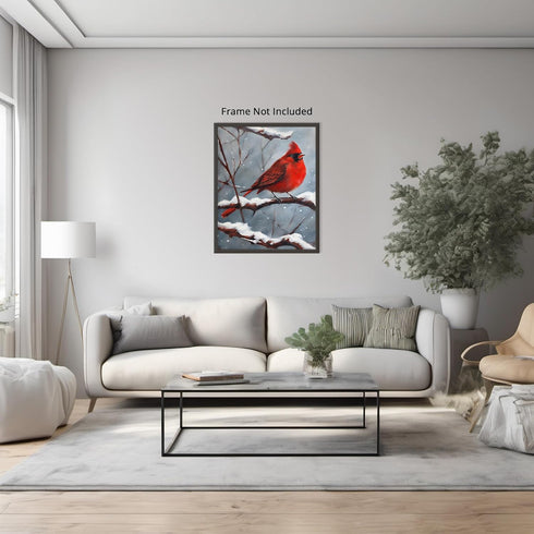 Posterizer 1 pcs-cute little bird in snowy winter scene -15-Art for Animal Lovers-Landscape & Nature Art-Decor for Home & Office- unframed wall ar...