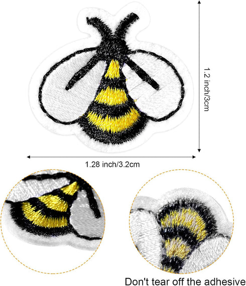WILLBOND 60 Pieces Bee Embroidered Patches Bee Iron on Patch Cute Applique Patches for Clothing Bags, Jackets, Jeans, Hats, Clothes DIY Decoration...