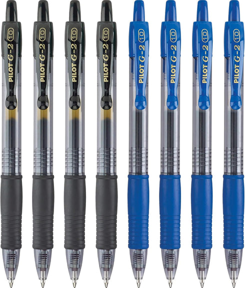 Pilot, G2 Premium Gel Roller Pens, Bold Point 1 mm, Pack of 8, Black and Blue...